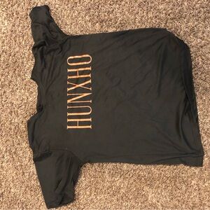 Black T-Shirt with Orange HUNXHO Print